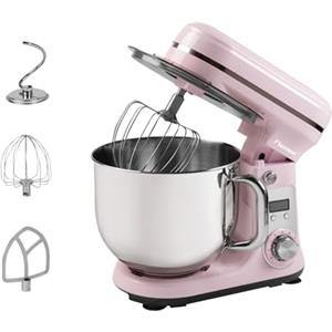 Bestron Robot da cucina Super Silent (65db) 4-1 robot da cucina con motore DC, ciotola da 6 litri, con gancio per impastare, frusta e mazza per impasto, 6 livelli di velocità + funzione impulsi,
