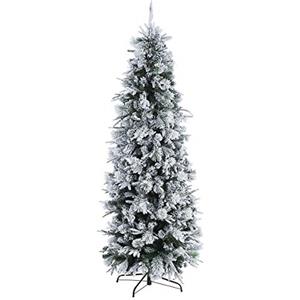BIZZOTTO Albero di Natale Artificiale Slim Sottile Stretto Innevato Bianco Realistico 210 cm Dresda