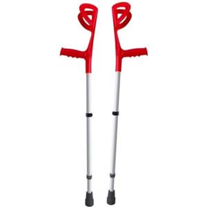 Cura Farma® Active Coppia Stampelle per Avambraccio Canadesi, Adatte a Recupero Post-Operatorio Terapia Ortopedica, Altezza Facilmente Regolabile, Alluminio ROSSO Robusto e Leggero x2