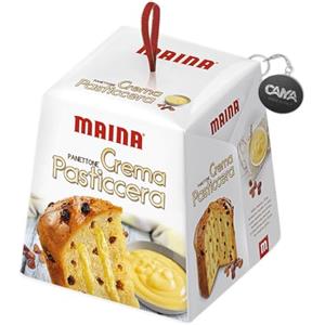 CAIYA Maina Panettone Crema Pasticcera con Uva Sultanina e Ricco di Crema Pasticcera 750g con Portachiavi CAIYA®
