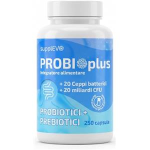 supplEVO Fermenti Lattici Probiotici Prebiotici 250 Capsule (Scorta 4 Mesi) - 20 Miliardi CFU, 20 Ceppi Senza Lattosio, con Inulina, Bromelina e Vitamine B - Flora Intestinale, Gonfiore Addominale e Digestione