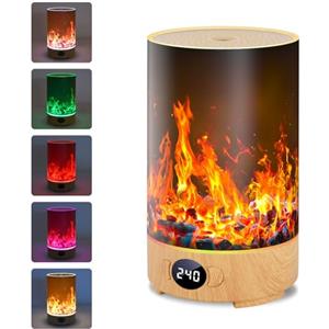 vsshe Diffusore di Oli Essenziali, 200ML Diffusore Aromi Umidificatore a grana di legno, Umidificatore con luci, 10 Tipi di Luci LED, 5 modalità di nebbia, con Timer, Spegnimento Automatico
