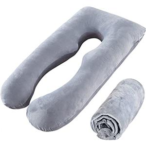 SLIGUY gravidanza copertura del cuscino a forma di U, 57 pollici di ricambio federa, utilizzato per maternità cuscini, 100% velluto, doppia cerniera tessuto elasticizzato, Super Soft, tipo universale