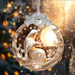 WEITAPYT Decorazioni Natalizie Presepe Ornamento da Appendere di Natale in Acrilico Ciondoli Religioso Per Albero di Natale Per La Casa E Il Caminetto (Tipo 5)