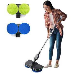 Generic Mop Girevole Elettrico di Pulizia,Rotante Lucidatrice Pulitore da Pavimento con Macchina di Mop Pad Microfibra Uso Domestico,Leggero e Ricaricabile