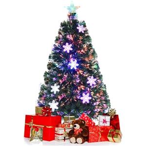 KOMFOTTEU Albero di Natale Artificiale 90/120/150/180 cm, Albero di Natale con Luci LED Incorporate e Base, Christmas Tree in PVC, per Casa, Negozio, Ufficio, Feste (S)