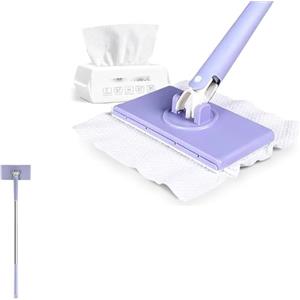 YZBBSH Mini mocio con cambio automatico del panno, rotante a 360°, senza lavaggio a mano, manico push-pull, versatile mocio antipolvere per la pulizia a secco e a umido, bagno, cucina e pavimenti (B+