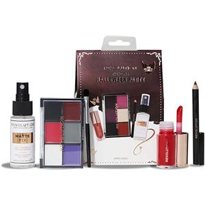 Revolution Beauty London Revolution Beauty Mini set per feste di Halloween Truly Sinful, trucco per Halloween con palette da 6 cialde, eyeliner, mini bomba per labbra e spray fissante
