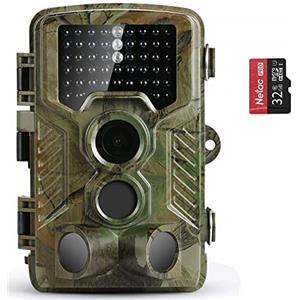 COOLIFE Fotocamera Caccia 21MP 1080P HD Macchine Fotografiche da Caccia di Fototrappola con Infrarossi Visione Notturna 82ft 49pcs IR LED 125°Schermo LCD 2.4 con Scheda microSD da 32GB