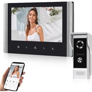 QttyElok WiFi Tuya Smart Video Citofono Citofono per la Casa, Videocitofono HD 1080P con Monitor, Schermo a Colori LCD IPS da 7 pollici, Audio a 2 vie, Registrazione, Sblocco APP