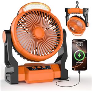 Diealles Shine Ventilatore da Campeggio, Ventilatore a Batteria Ricaricabile 15000mAh, Ventilatore da Esterno con Lanterna LED, Ventilatore da Tavolo per Outdoor Pesca Home Office