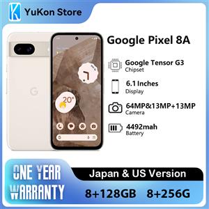 Google Nuovo Google Pixel 8a JP/US versione 6.1 pollici Google Tensor G3 4492 mAh cablato, PD3.0 OLED 120Hz 64 MP 8GB 128GB e 256GB SmartPhone