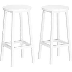 VASAGLE Set di 2 Sgabelli da Bar, Sedie da Cucina, Struttura in Metallo, Montaggio Facile, Alto 65 cm, con Poggiapiedi, per Cucina, Soggiorno, Sala da Pranzo, Bianco Nuvola LBC032WB01