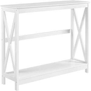 Yaheetech Mobile Ingresso Moderno Tavolino Consolle da Entrata Consolle da Divano a 2 Ripiani Stuttura a X Tavolo d Ingresso Salvaspazio 2 Livelli Soggiorno Corridoio 102 x 30 x 81 cm Bianco