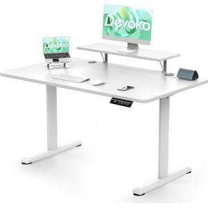 Devoko Scrivania Regolabile in Altezza Elettrica 120 x 60cm con Supporto per Monitor, Scrivania da Ufficio Regolabile in Altezza, Scrivania Gaming per Computer, per il Telelavoro(120x60cm,Bianco)