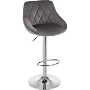 WOLTU Sgabello cucina, Sgabello da Bar Girevole Regolabile in Altezza, con Schienale Poggiapiedi, in Velluto, Grigio scuro, BH138dgr-1
