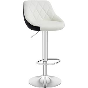 WOLTU Sgabello cucina, Sgabello da Bar, Sedia da Bar Girevole Regolabile in Altezza, con Schienale Poggiapiedi, in PU, Bianco, BH30ws-1