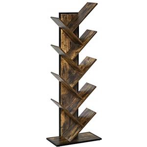 HOMCOM Libreria ad Albero in Legno, Scaffale Salvaspazio a Colonna con 10 Ripiani in Stile Industriale, 50x28x142cm