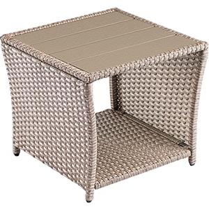 Casaria Tavolino in Polyrattan Piano in WPC 45x45x40cm Altezza regolabile Tavolo Basso da Giardino