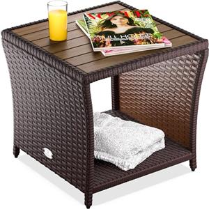 Casaria® Tavolino in Legno Polyrattan Acacia 45x45x40cm Carico Max 80kg Tavolo da Esterno Giardino Arredo Balcone Mobili Outdoor