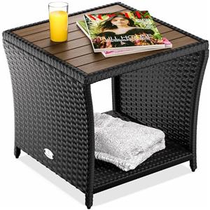 Casaria® Tavolino in Legno Polyrattan Acacia 45x45x40cm Carico Max 80kg Tavolo da Esterno Giardino Arredo Balcone Mobili Outdoor