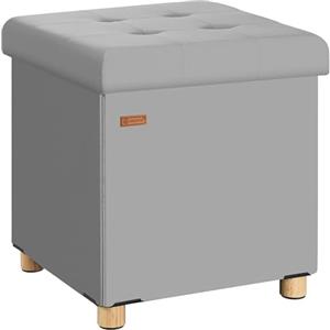 Casaria® Pouf Sgabello 38x38cm Portaoggetti in Velluto Pieghevole con Piedini Poggiapiedi Imbottito Portata 300kg Soggiorno Camera da letto Corridoio