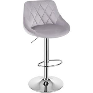 WOLTU Sgabello cucina, Sgabello da Bar Girevole Regolabile in Altezza, con Schienale Poggiapiedi, in Velluto, Grigio chiaro, BH138hgr-1