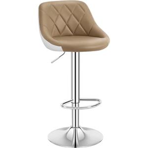 WOLTU Sgabello cucina, Sgabello da Bar, Sedia da Bar Girevole Regolabile in Altezza, con Schienale Poggiapiedi, in PU, Cachi, BH30kk-1