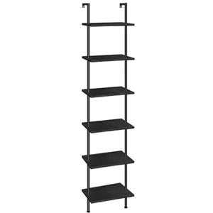 HOOBRO Scaffale a Scala, Libreria Contro Parete in Legno a 6 Ripiani, Libreria Stretta Fai Da Te, Scaffale Espositivo, Scaffale Portaoggetti, per Soggiorno, Studio, Nero EBB651CJ01