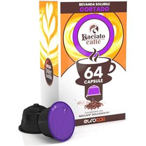 Eurocali 64 Capsule Caffè Gusto Cortado Compatibile con Nescafé Dolcegusto per Baciato Caffè Cialde Linea Dolce Gusto