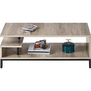 Yaheetech Tavolino Basso da Caffè 106 x 40 x 40 cm Tavolino Portaoggetti da Divano Moderno Tavolo Porta TV con Ripiano Inferiore Mobile da Soggiorno a 3 Livelli