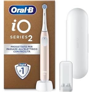 Oral-B iO 2 Spazzolino Elettrico Oral B, Rosa, 1 Testina Di Ricambio, 1 Spazzolino, Custodia Da Viaggio, Supporto per Testine, Delicato sulle Gengive, Efficace sulla placca, Sensore di Pressione