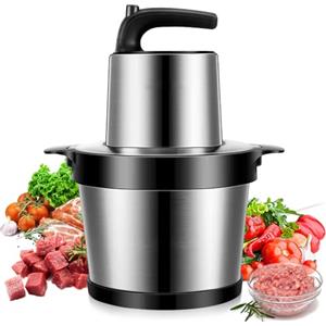 Oamger Tritatutto Elettrico 1000W Ciotola Acciaio Inox 6L 2 Velocità, 4 Lame Rimovibili, Frullatore per Verdure e Carne, Nero