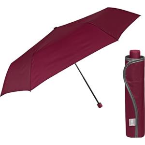PERLETTI Ombrello Pieghevole Super Slim Manuale Uomo Donna - Ombrello Mini Compatto da Viaggio Antivento - Ombrellino Piccolo da Borsa Resistente Leggero Tinta Unita Scuro - Diametro 91 cm (Bordeaux)