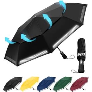 Chakipee 8 ossa Ombrello Pieghevole Pioggia da Viaggio Antivento - Ombrelli Portatile Nero