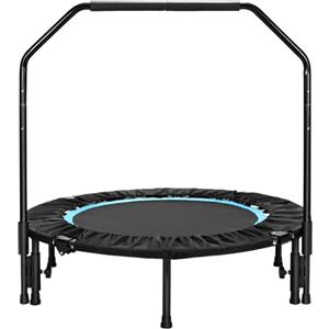 LIFERUN Piccolo trampolino da interno da 101 cm, mini trampolino fitness per adulti, carico massimo 150 kg, con manico regolabile, per allenamento cardio a casa, blu