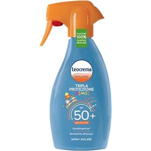 Leocrema - Crema Solare Bambini Spray SPF 50+, Tripla Protezione dai raggi solari, Assorbimento Rapido e Resistente all'Acqua, 250ml