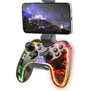 Mars Gaming MGPBT, Controller Bluetooth 5.0, RGB Neon, Adattatore Smartphone, Giroscopio e Vibrazione Aptica, Joystick Analogici, Gamepad per Switch, PC, Mac, Android, iOS, Raspberry Pi, PS3