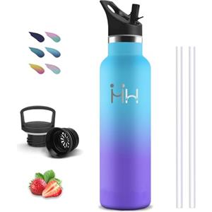 Grsta Borraccia Termica, Borraccia 1 litro, Senza BPA, Borraccie con Cannuccia, Senza Perdite, Bottiglie Acciaio Inox, Borracce Sportiva, Acciaio Inossidabile 18/8, per Campeggio, Viaggio, Fitness, Yoga