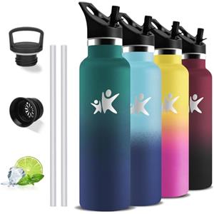 Grsta Borraccia Termica, Borraccia 1 litro, Senza BPA, Borracce con Cannuccia, Senza Perdite, Borraccie Acciaio Inox, Borracce Termiche, Acciaio Inossidabile 18/8, per Campeggio, Fitness, Viaggio, Yoga