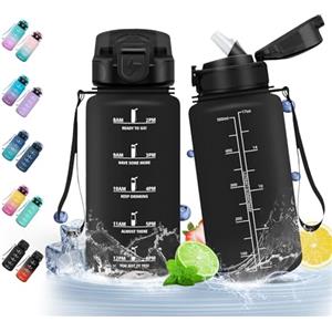 HoneyHolly Borraccia 500Ml, Senza BPA & A Prova di Perdita, Borraccia con Cannuccia, Reutilizables, Scuola Elementare, Cantimplora Motivazionale per Scuola, Palestra, Ufficio, Running