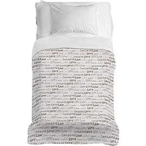 PENSIERI DELICATI Telo Copriletto 170 x 280 cm, Telo Singolo 100% Cotone Pique, Ideale Come Telo Arredo, Coperta Salva Letto 1 Piazza, Fantasia Love Love Beige, 100% Made in Italy
