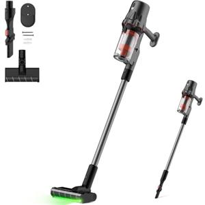 Deerma DEM-T30W Aspirapolvere senza filo 2 in 1 con Rilevamento Ottico della Polvere, Filtro HEPA, 23kPa, 240W e Spazzola Morbida