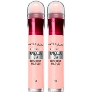 Maybelline New York Instant Anti-Age Cancella Età Correttore Multiuso Colore 05 Rosa Illuminante con Applicatore a Spugnetta - 2 Cosmetici