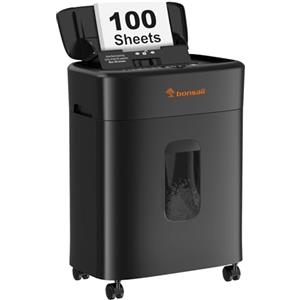bonsaii Distruggidocumenti Bonsaii C231-D: 100 Fogli a Taglio Micrometrico, Sicurezza P-4 e Funzione Automatica per 30 Minuti, Cestino da 16 Litri - Proteggi la tua Privacy