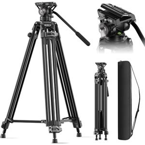 SIRUI 73"/185cm Treppiede con Piastra a Sgancio Rapido a Scatto per Manfrotto, AVT-11 Treppiede Video con Testa Fluida a 360°, Treppiedes Impieghi Gravosi per Videocamera DSLR, Carico Fino a 10kg/22lb