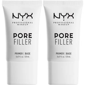 NYX Professional Makeup Primer Pore Filler Base Trucco 12h Finish Traslucido Uniforma Incarnato Minimizza Pori Linee Sottili Imperfezioni Formula Vegana con Vitamina E - 2 Flaconi da 20ml
