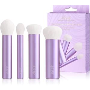 Jessup Pennelli Makeup Up Set pennelli trucco 4 pezzi, pennello Kabuki per fondotinta contorno cipria fard abbronzante e illuminante, fibre sintetiche di alta qualità viola di lusso T517