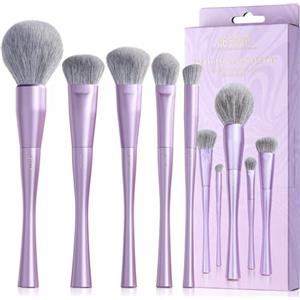 Jessup Pennelli Makeup Up Pennelli trucco viso 5 pezzi, set di pennelli sintetici premium per fondotinta contorno fard illuminante e cipria viola di lusso T514