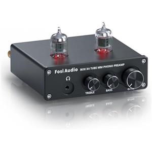 Fosi Audio X4 Preamplificatore Phono a valvole HiFi, Preamplificatore Hi-Fi a valvole per cuffie, JAN 5725W a valvole per giradischi MM, BOX X4 Guadagno Audio Stereo per Audiofili Phono